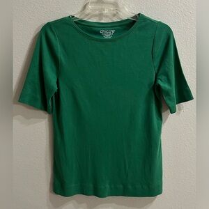 Chicos 100% Pima Cotton Tshirt Size 0 (Small) Green Everyday Basic Minimalist